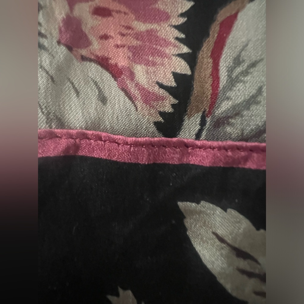 Ralph Lauren Black Floral Silk Scarf with Pink, Cream and Red Roses - Picture 10 of 10